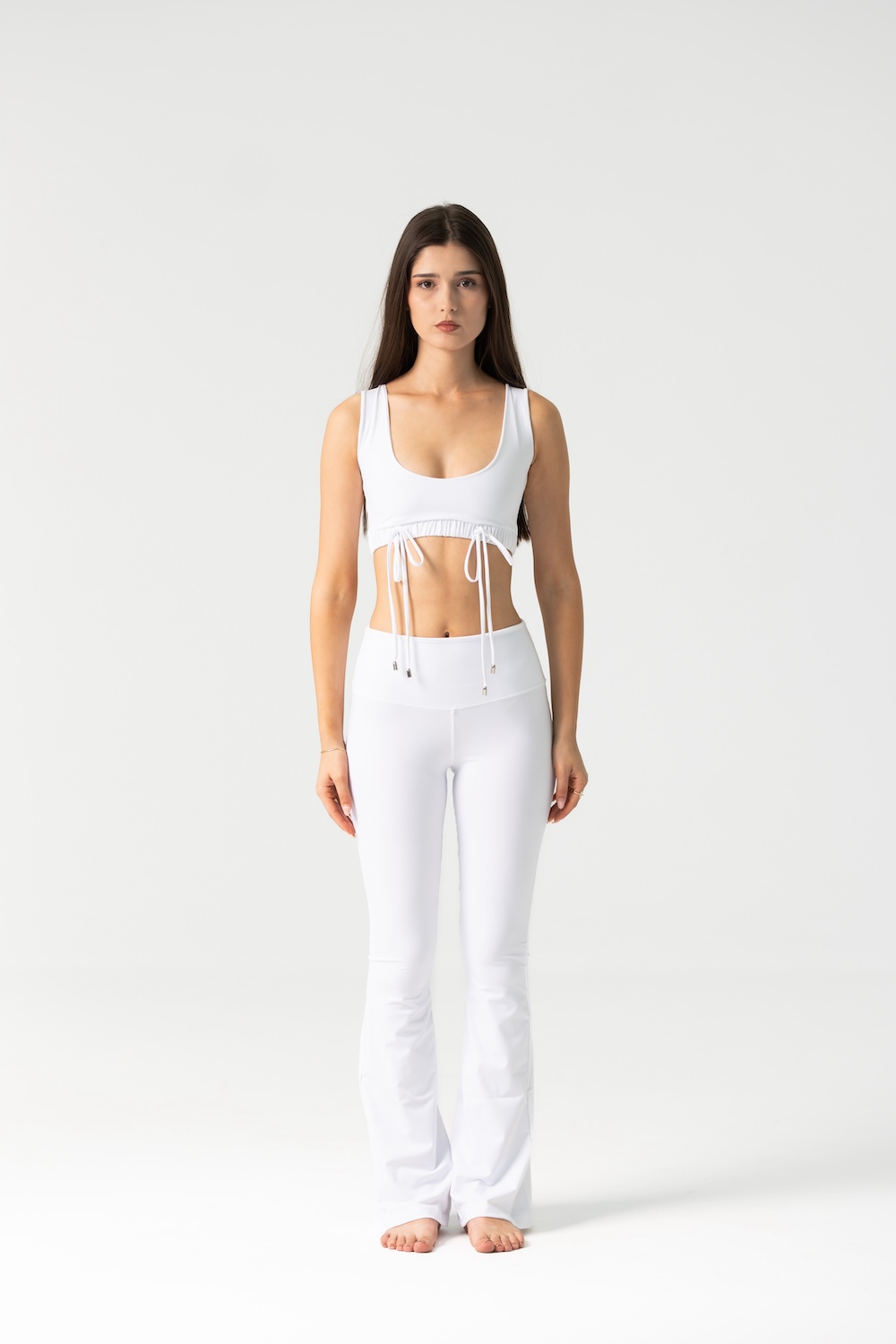 Amiel Flared Leggings Set in White