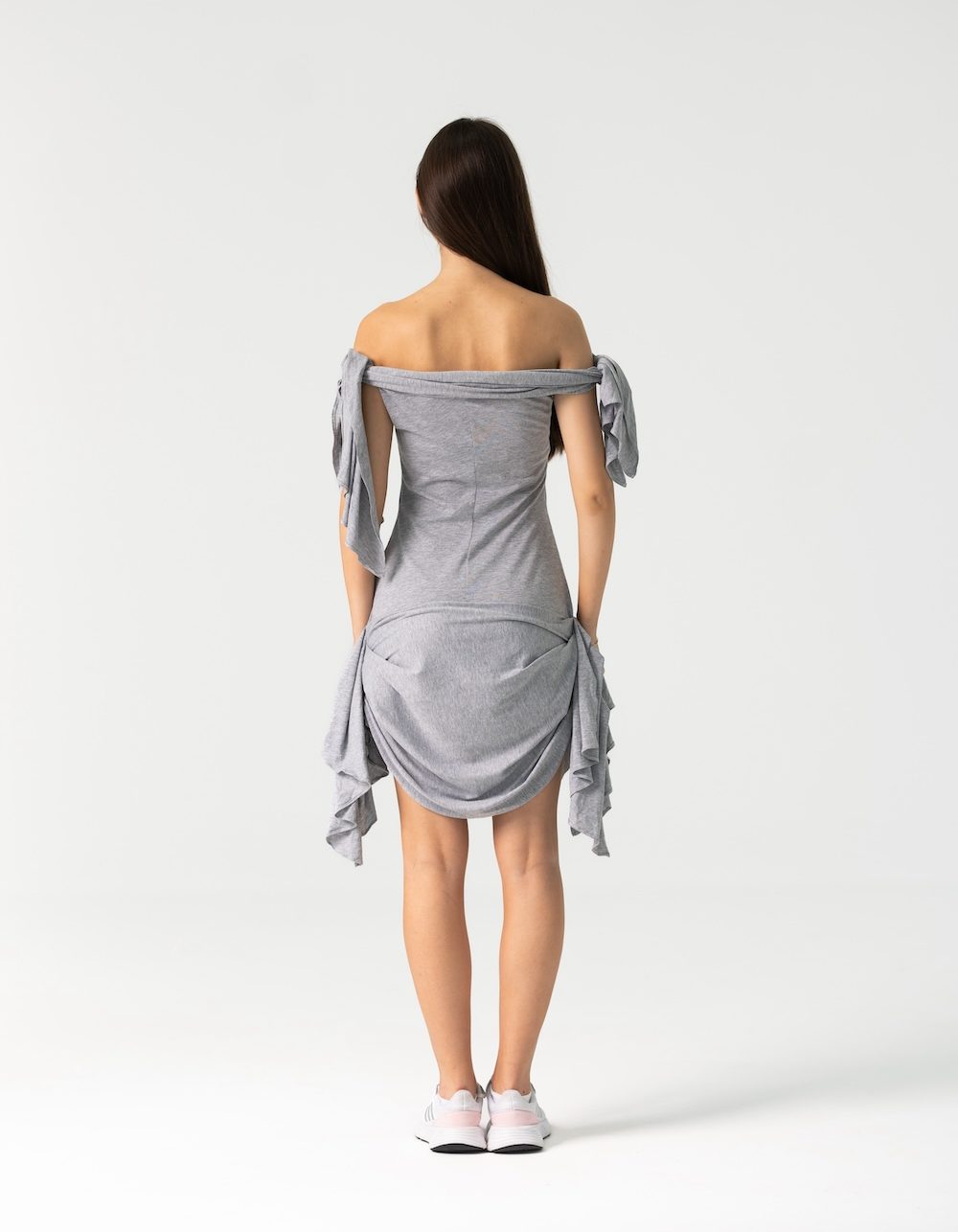Chloe Dress in Grey Cotton - Image 4