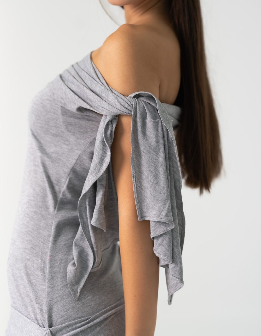 Chloe Dress in Grey Cotton - Image 6