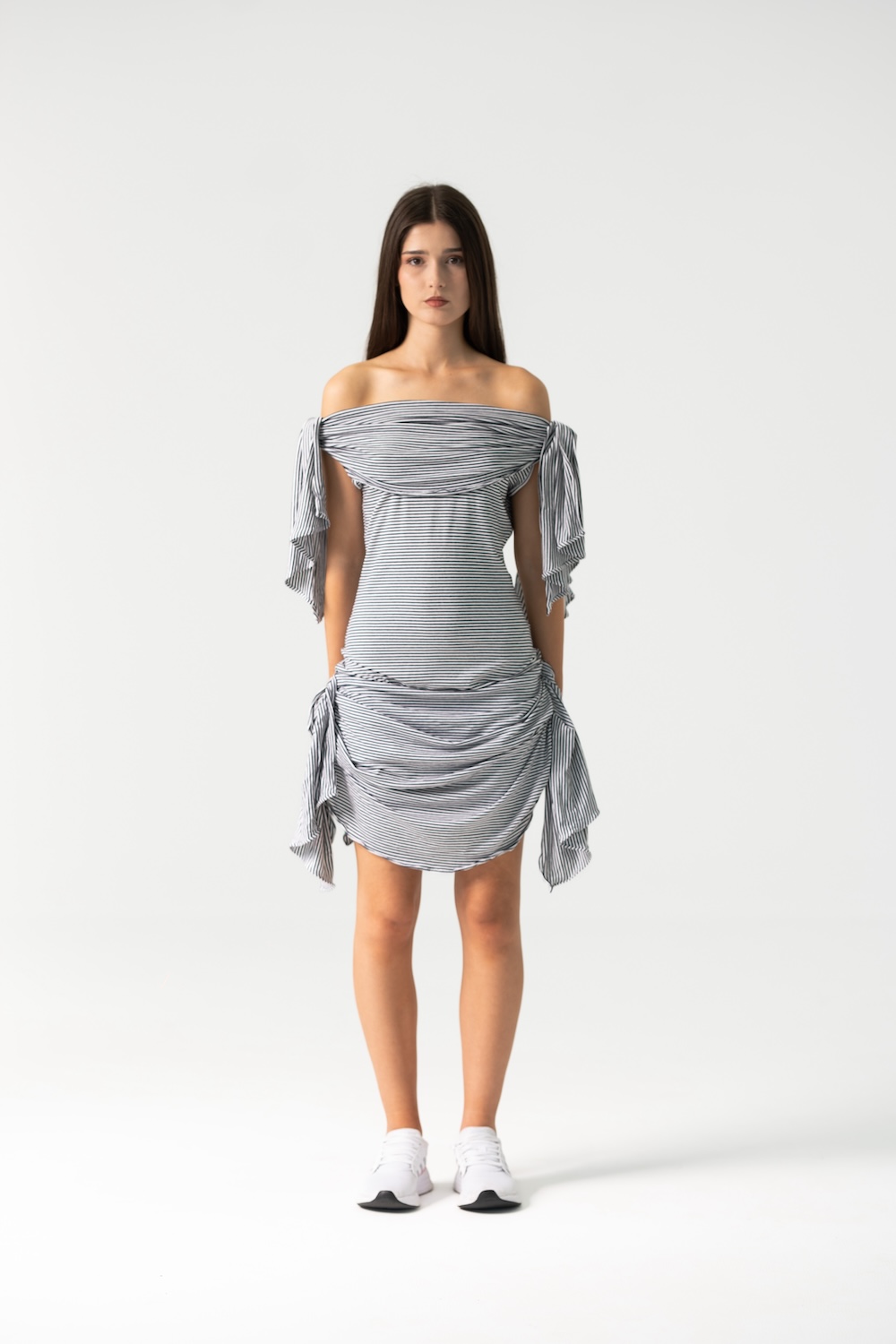 Chloe Dress in Black and White Striped Cotton