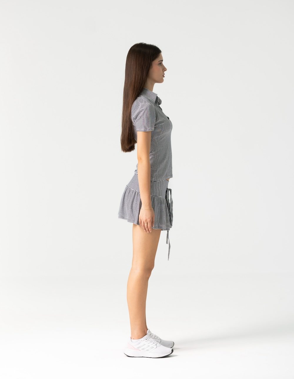 Evrin Mini Skirt Set in Striped Cotton - Image 2